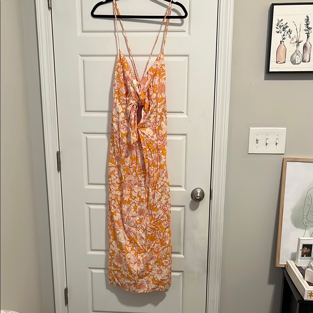 J. Crew Orange and White Spaghetti Strap Sundress